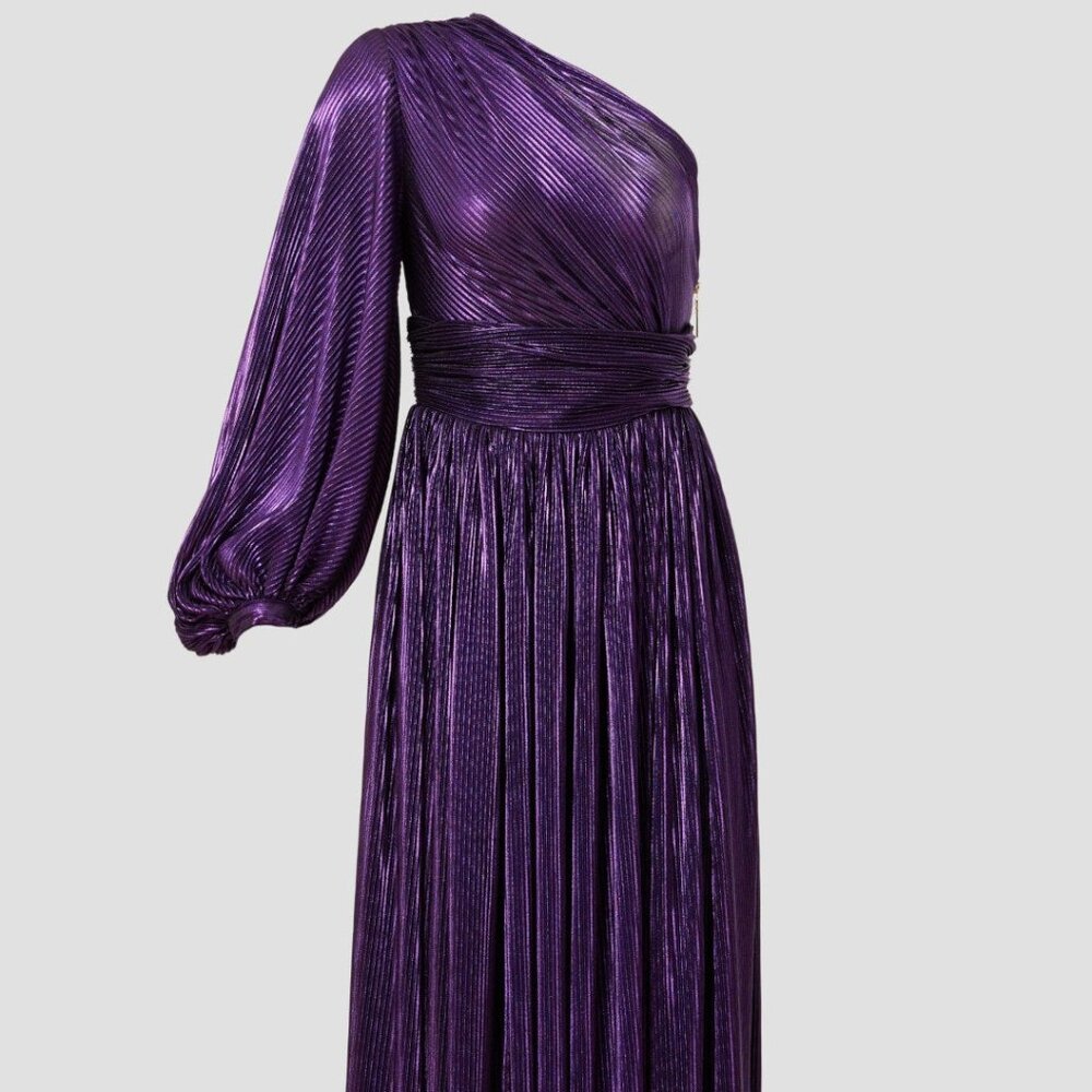 Bronx & Banco Purple Florence One Shoulder Maxi Grecian Gown, S (US 4) - Picture 10 of 15